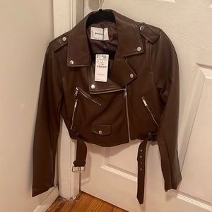 Brown brand new leather jacket.